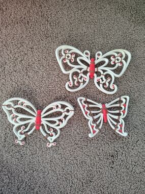 Vintage HomCo Butterfly Wall Decor Set 1978 Faux Wicker Boho